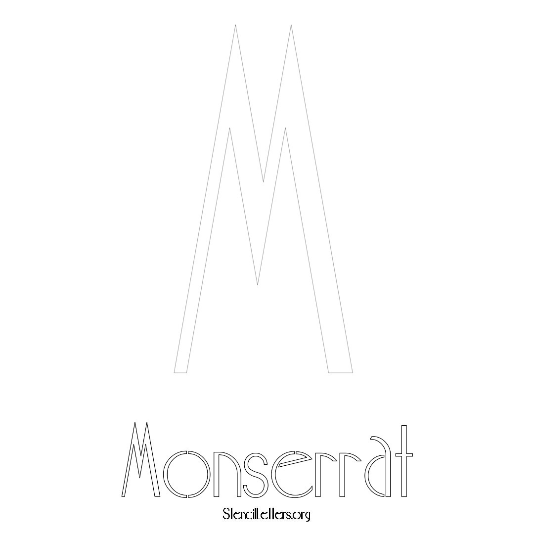 Monserrat printable name initial stencil in Art Deco Lettering