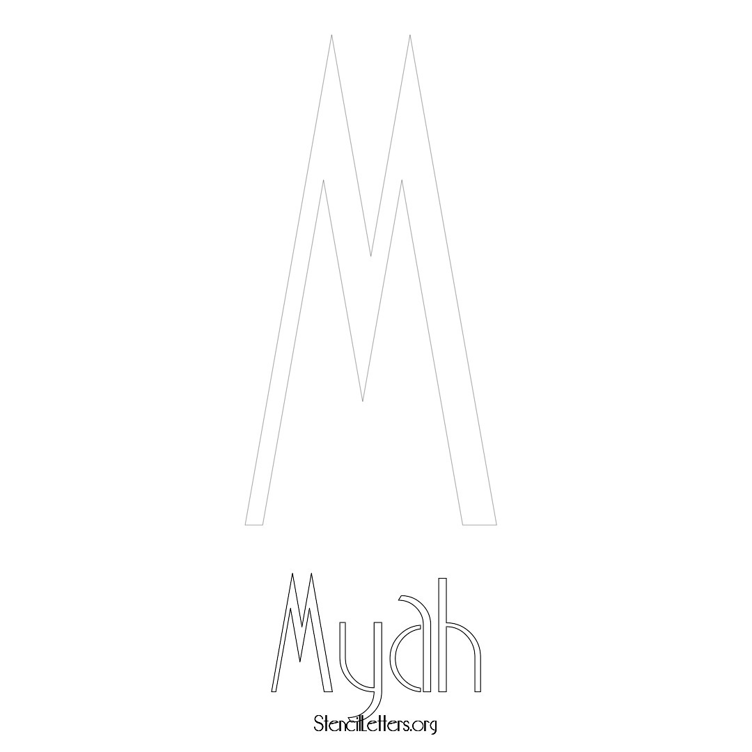 Myah printable name initial stencil in Art Deco Lettering