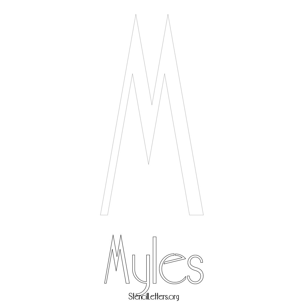 Myles printable name initial stencil in Art Deco Lettering