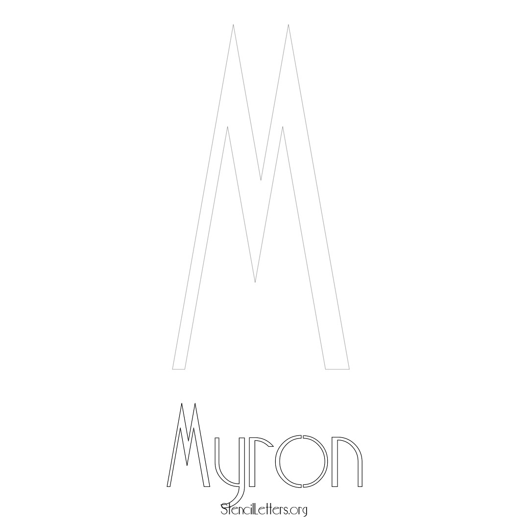 Myron printable name initial stencil in Art Deco Lettering