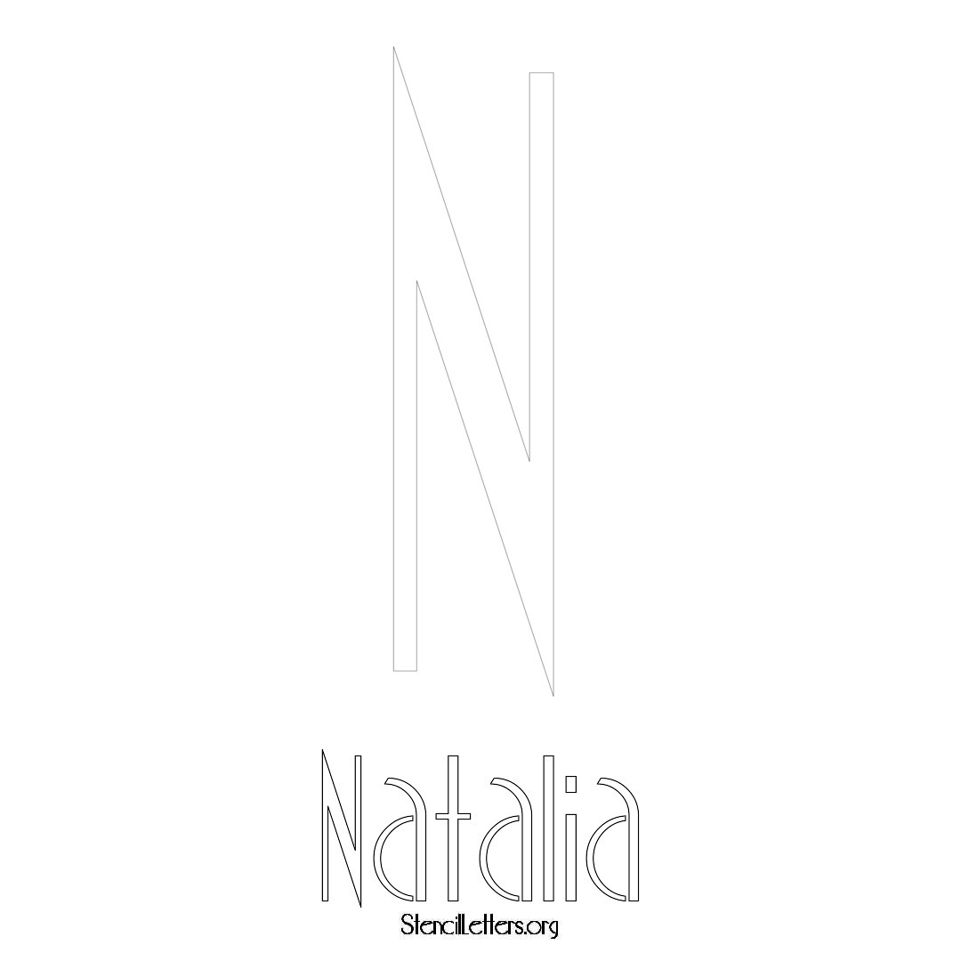 Natalia printable name initial stencil in Art Deco Lettering