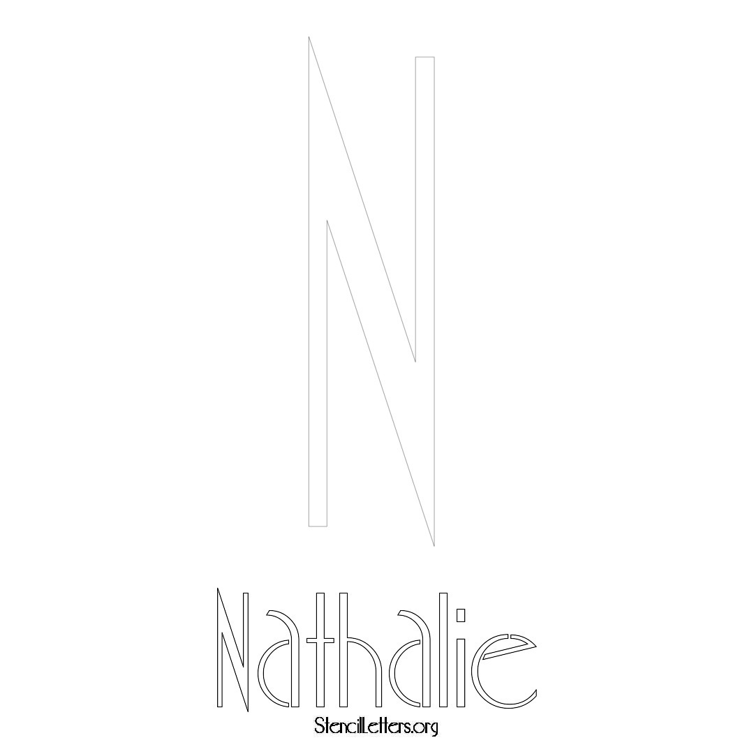 Nathalie printable name initial stencil in Art Deco Lettering