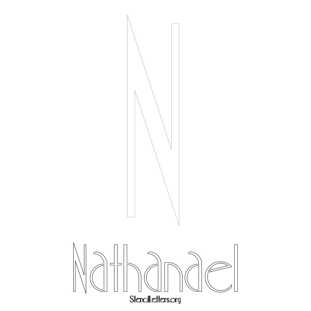 Nathanael printable name initial stencil in Art Deco Lettering