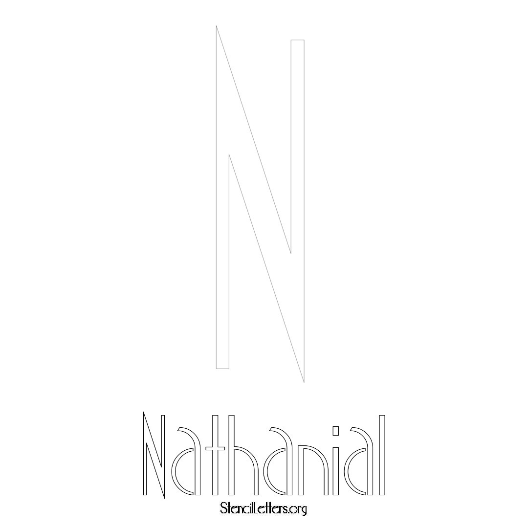 Nathanial printable name initial stencil in Art Deco Lettering