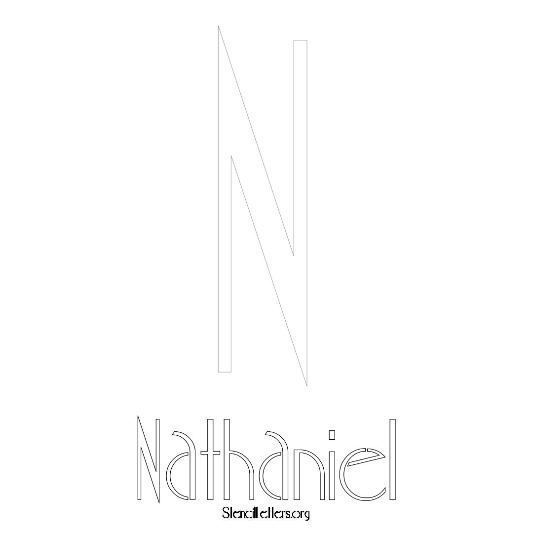 Nathaniel printable name initial stencil in Art Deco Lettering