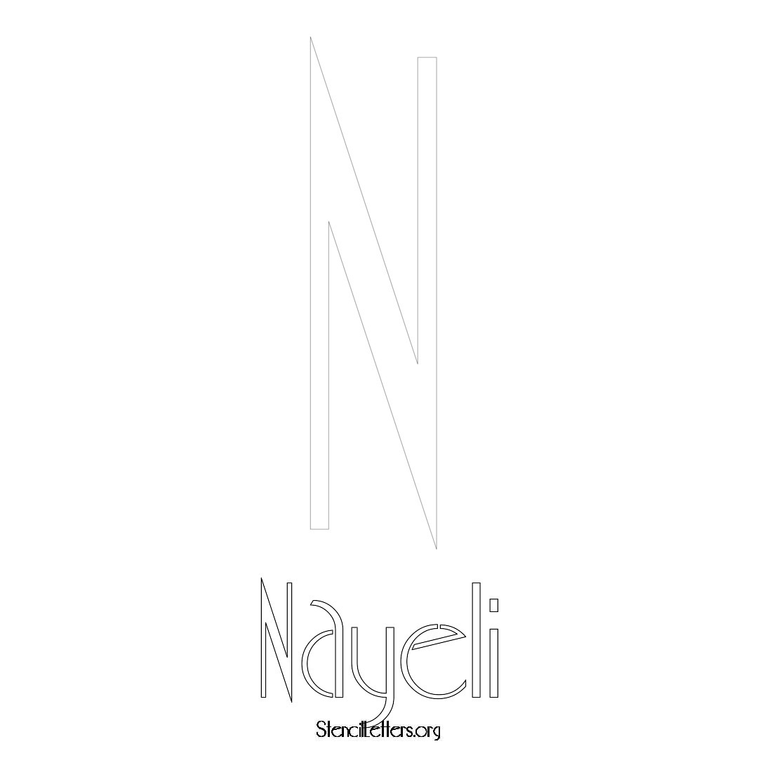 Nayeli printable name initial stencil in Art Deco Lettering