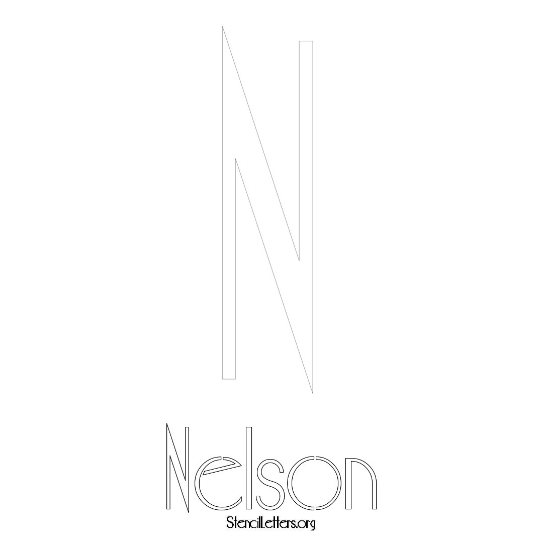 Nelson printable name initial stencil in Art Deco Lettering