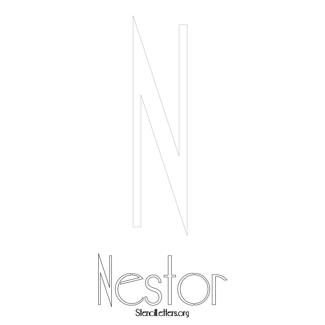 Nestor printable name initial stencil in Art Deco Lettering