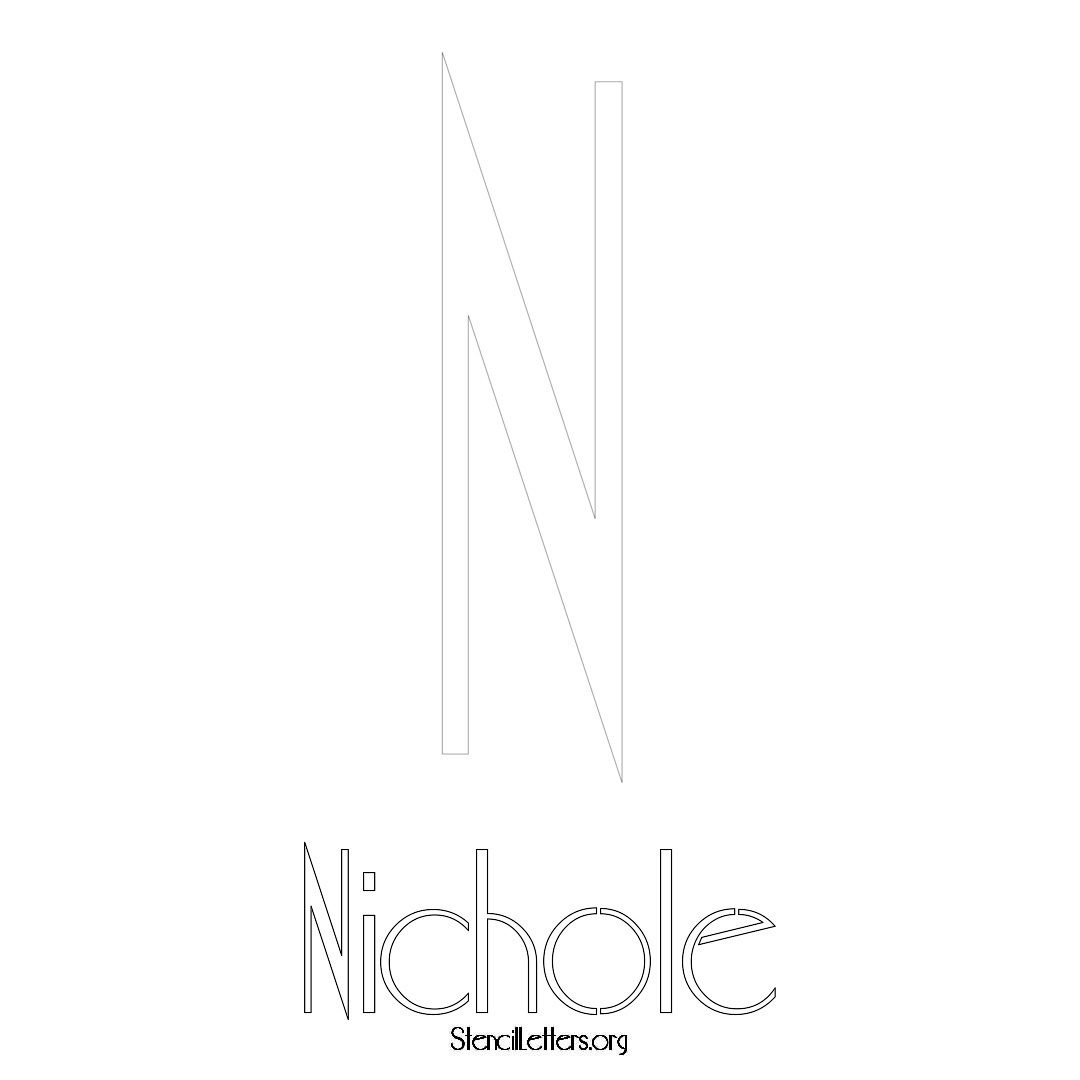 Nichole printable name initial stencil in Art Deco Lettering