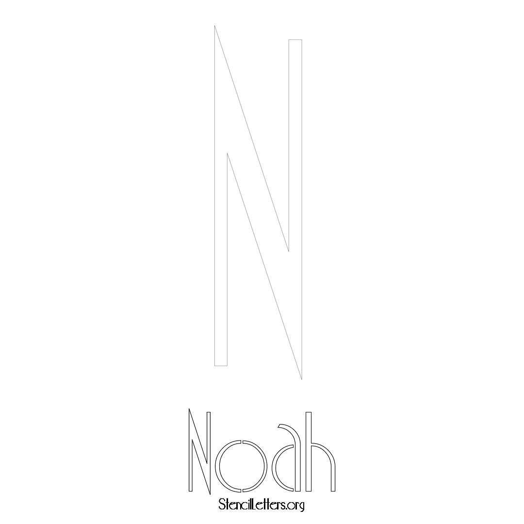 Noah printable name initial stencil in Art Deco Lettering