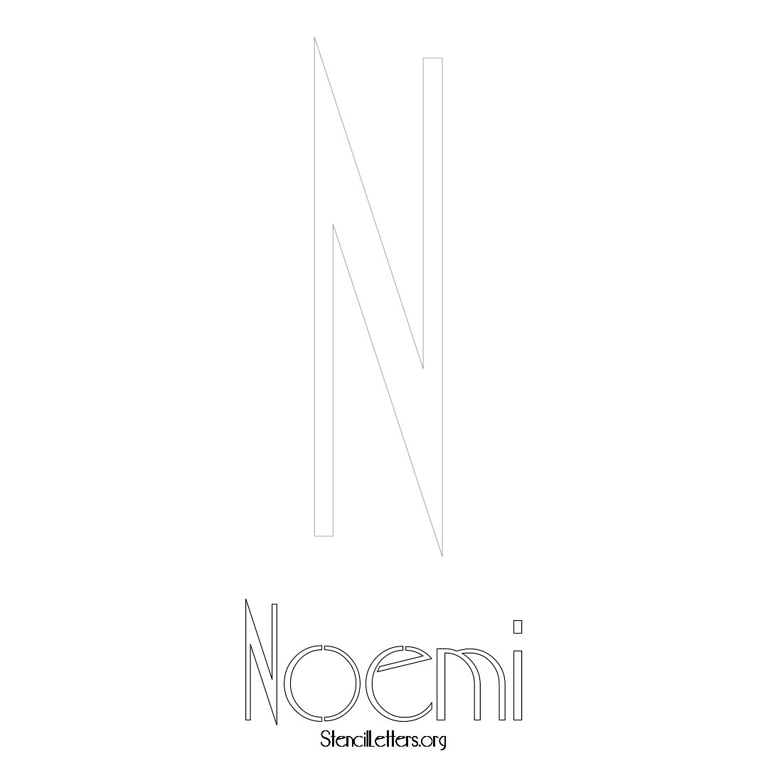 Noemi printable name initial stencil in Art Deco Lettering