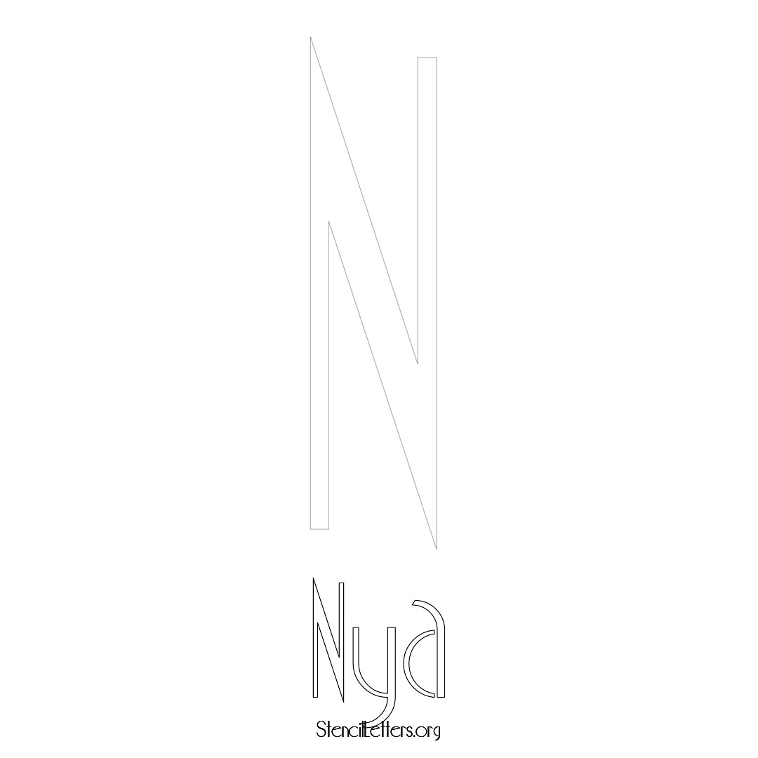 Nya printable name initial stencil in Art Deco Lettering