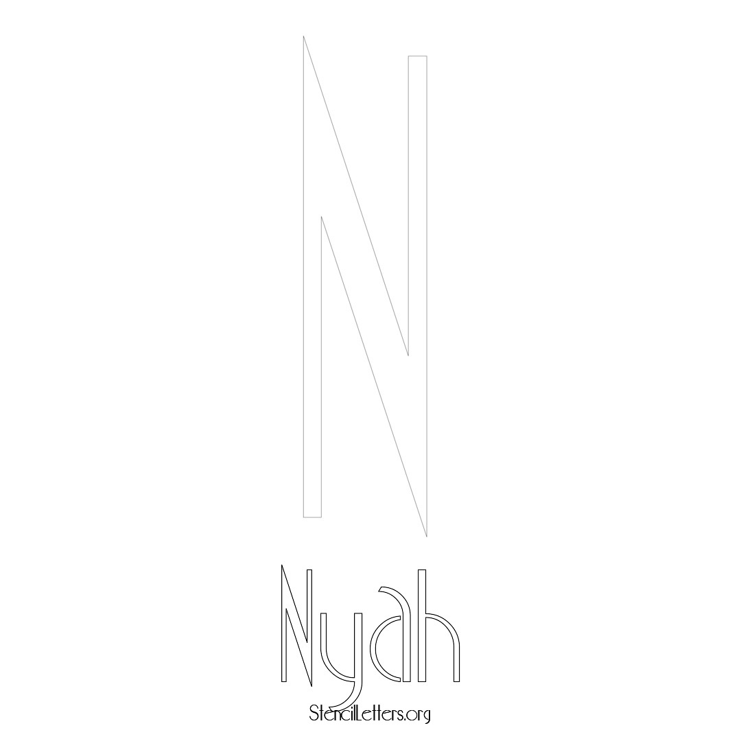Nyah printable name initial stencil in Art Deco Lettering