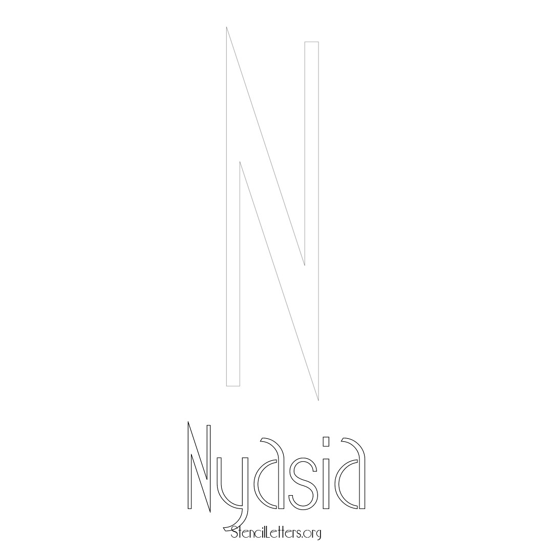 Nyasia printable name initial stencil in Art Deco Lettering