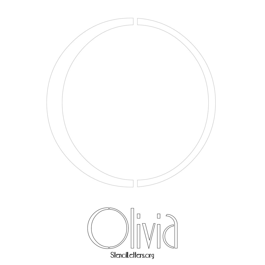 Olivia printable name initial stencil in Art Deco Lettering