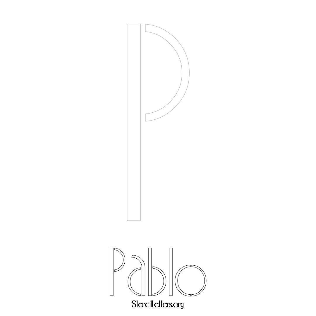 Pablo printable name initial stencil in Art Deco Lettering