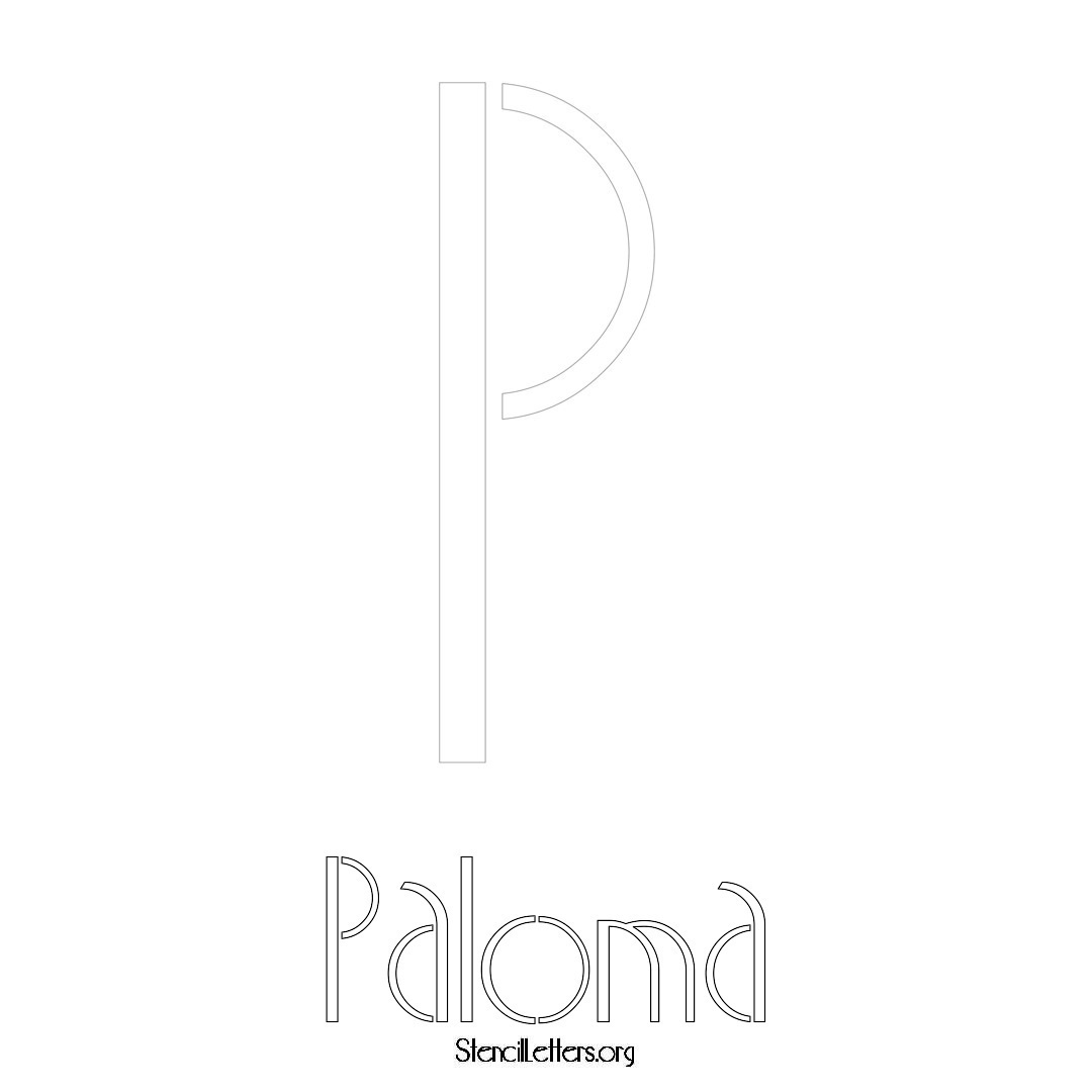 Paloma printable name initial stencil in Art Deco Lettering