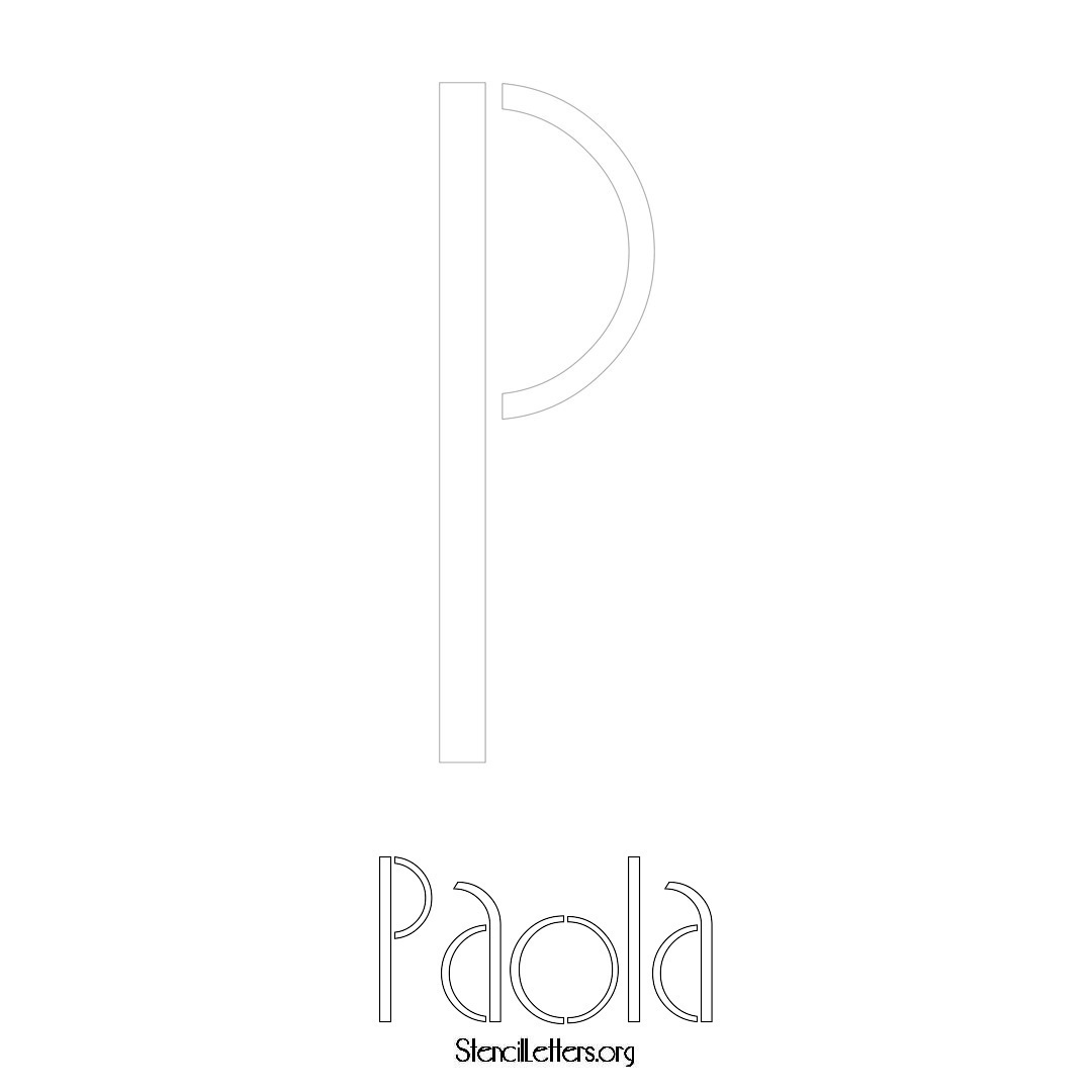 Paola printable name initial stencil in Art Deco Lettering