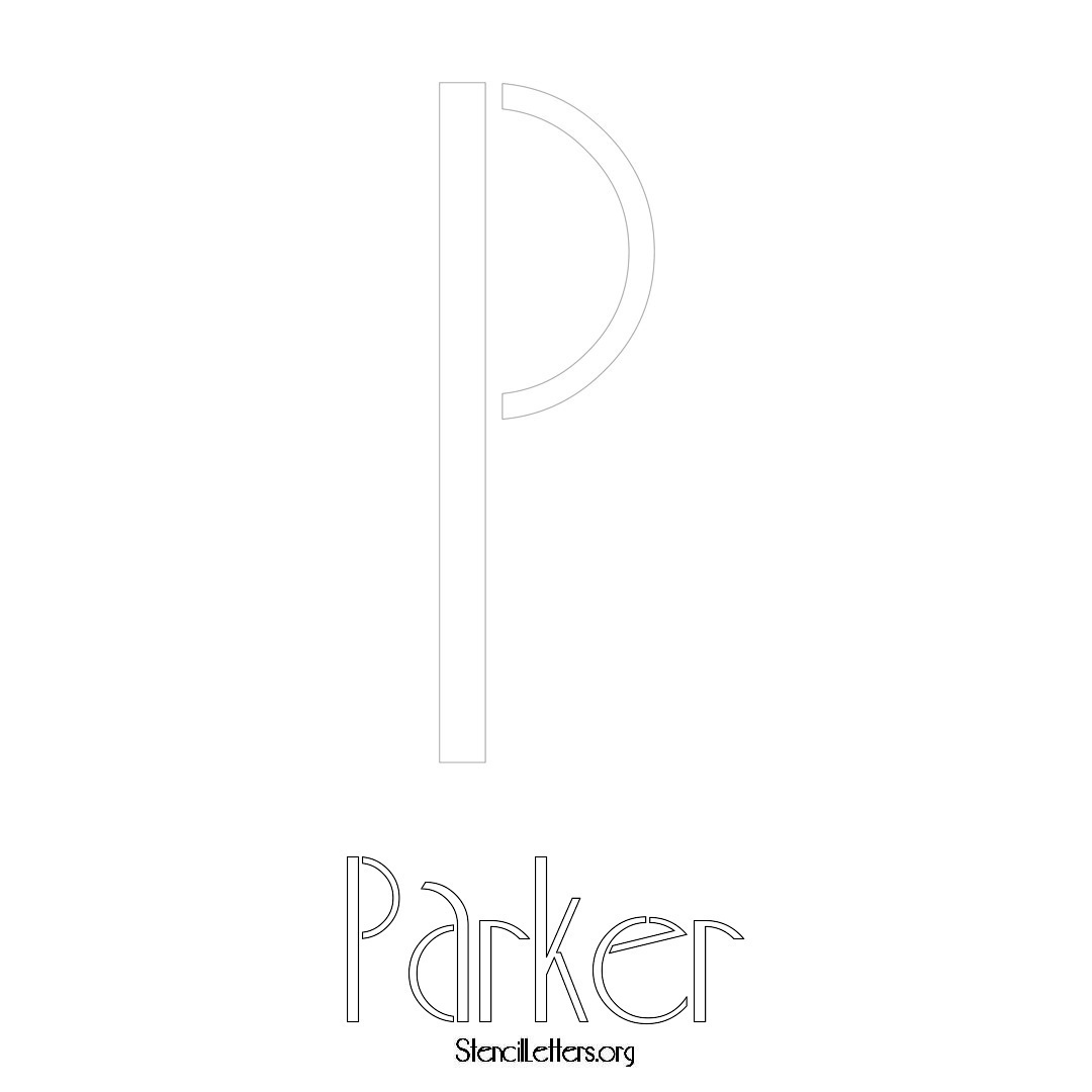 Parker printable name initial stencil in Art Deco Lettering