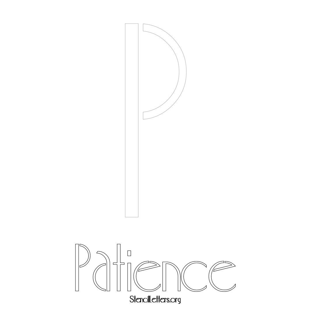 Patience printable name initial stencil in Art Deco Lettering