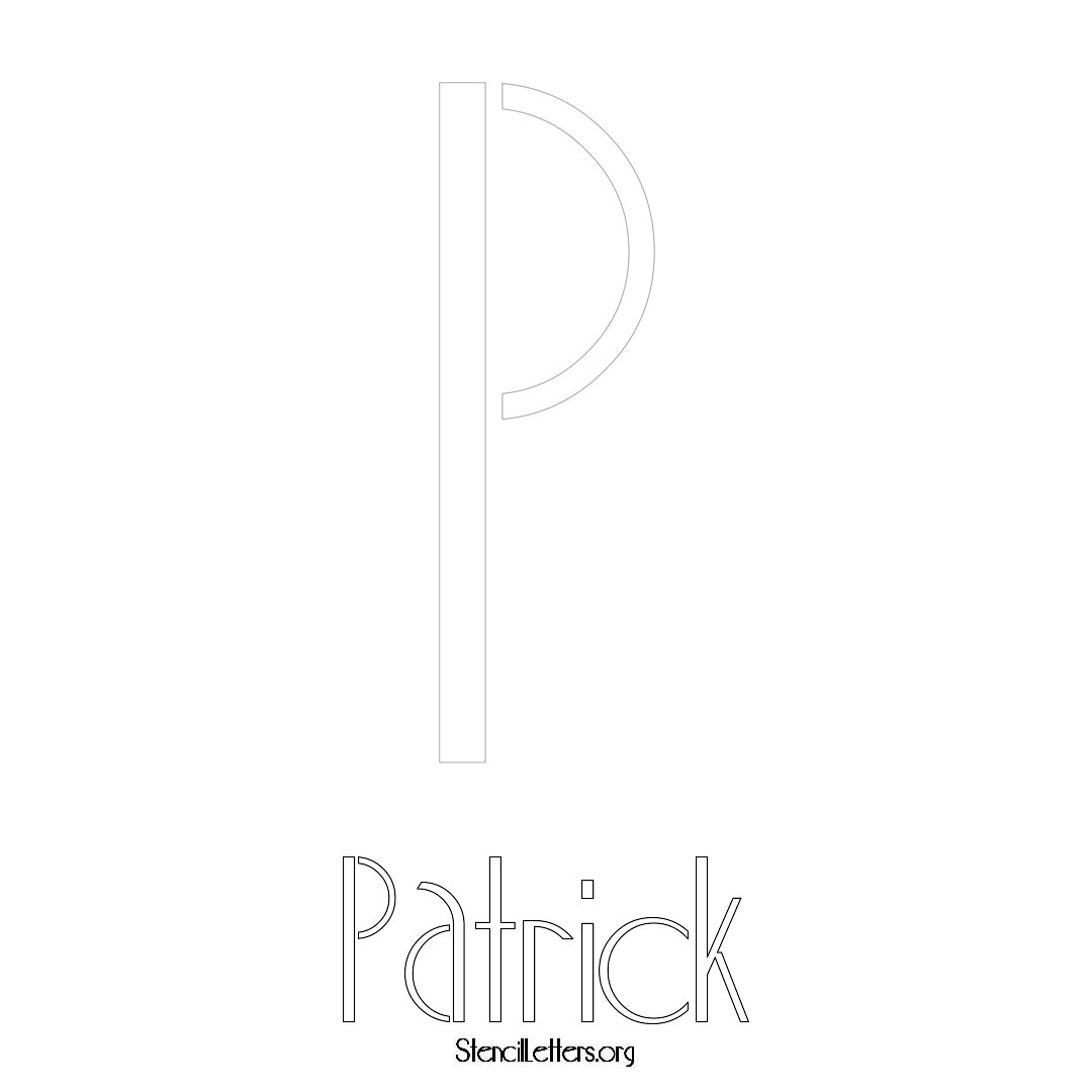 Patrick printable name initial stencil in Art Deco Lettering