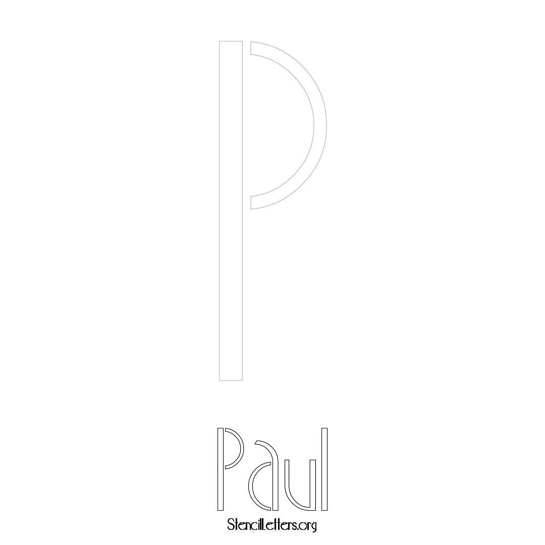 Paul printable name initial stencil in Art Deco Lettering