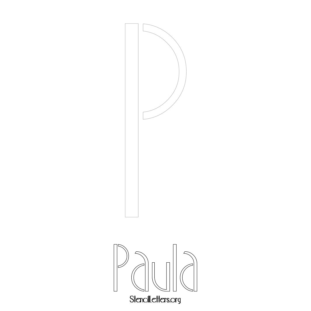 Paula printable name initial stencil in Art Deco Lettering