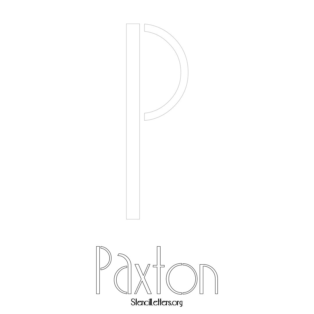 Paxton printable name initial stencil in Art Deco Lettering