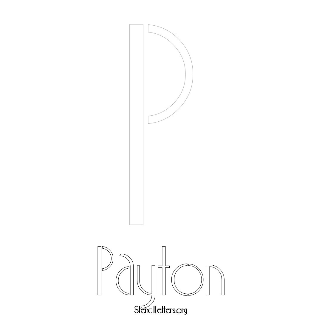 Payton printable name initial stencil in Art Deco Lettering