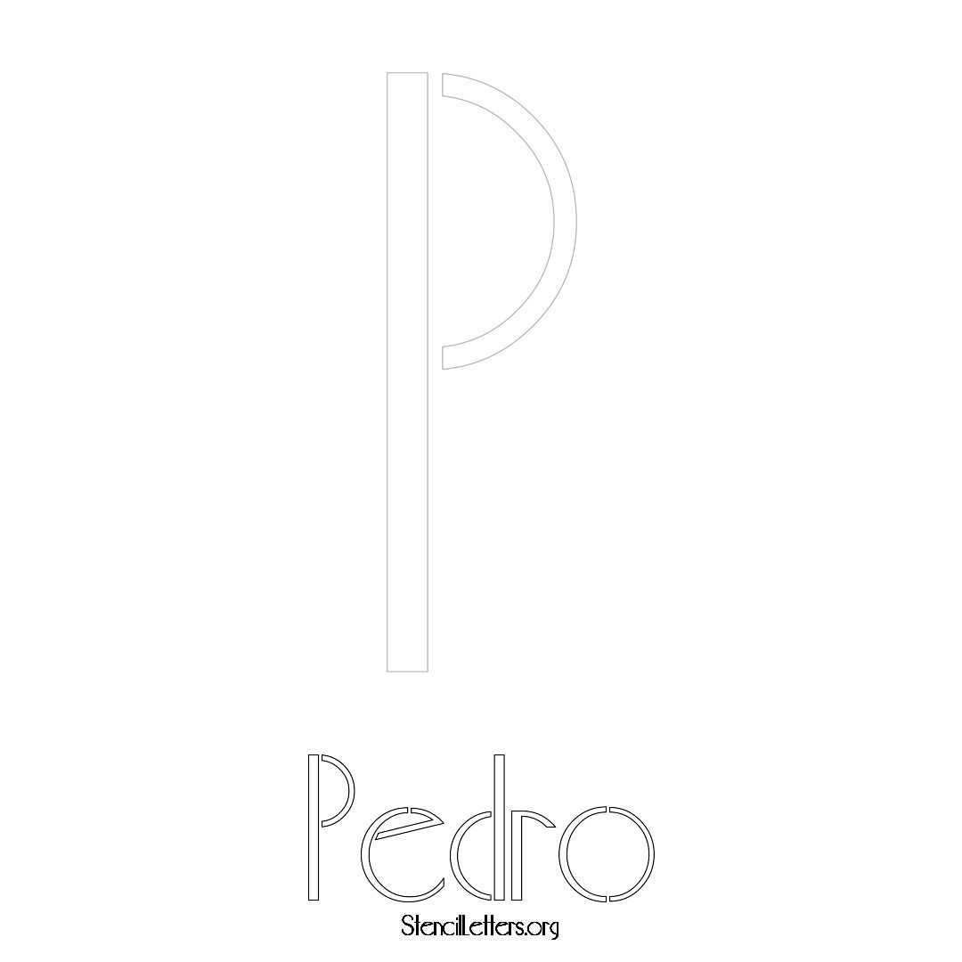 Pedro printable name initial stencil in Art Deco Lettering