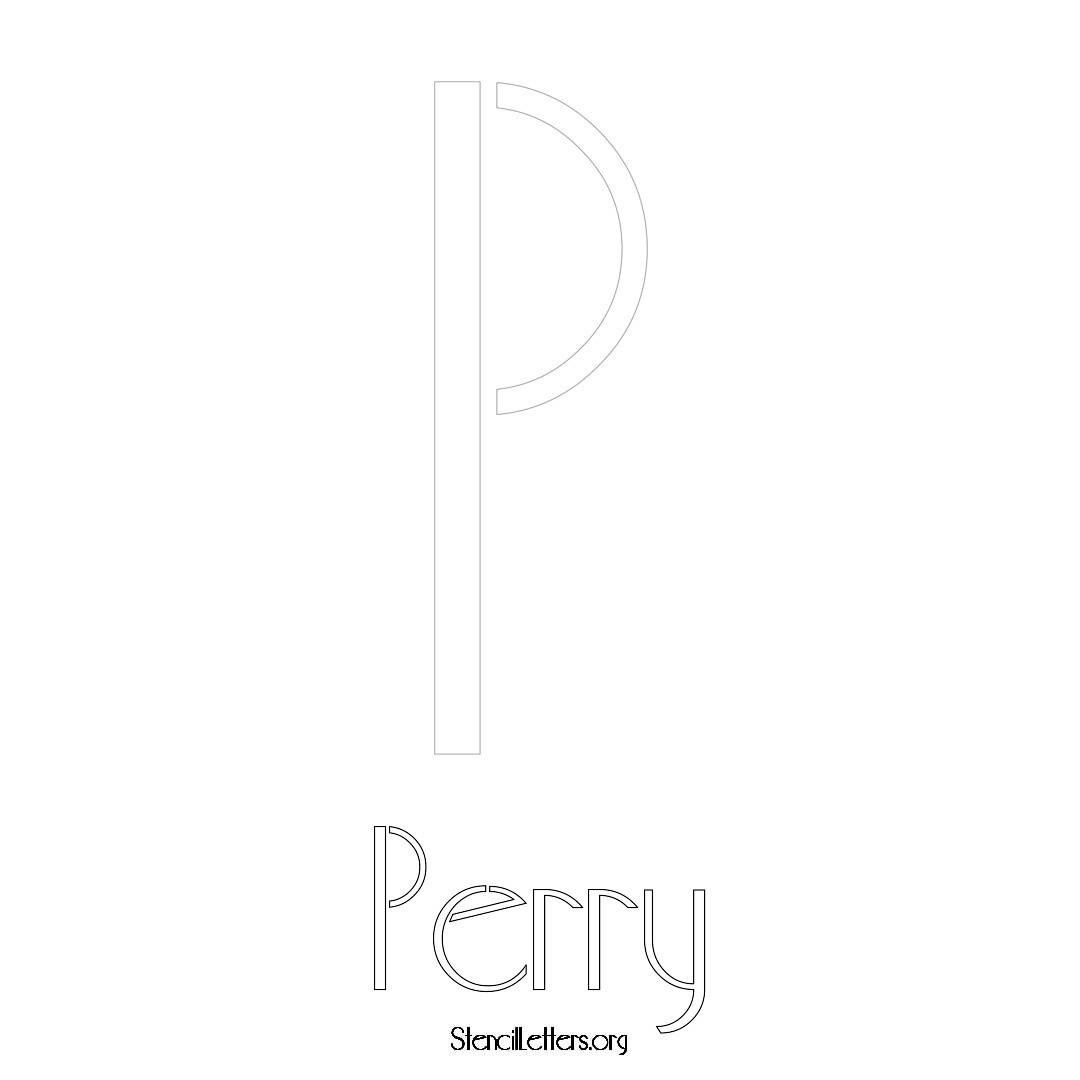 Perry printable name initial stencil in Art Deco Lettering