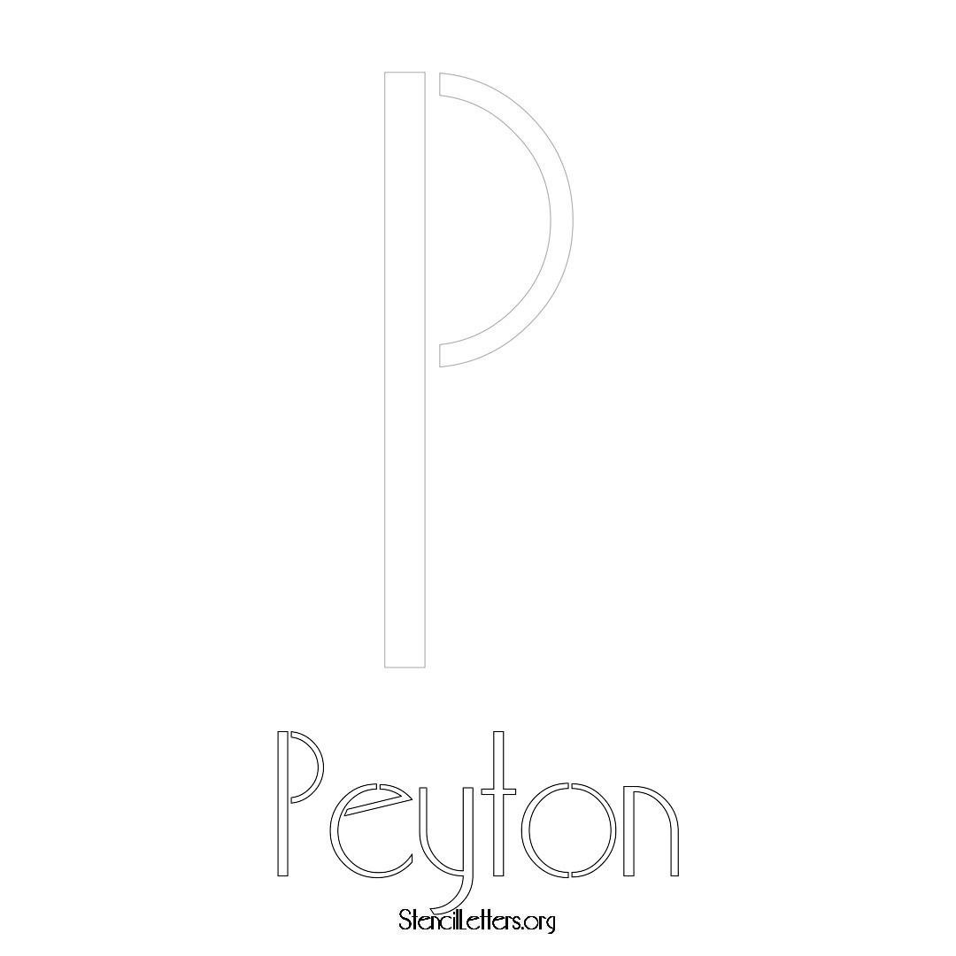 Peyton printable name initial stencil in Art Deco Lettering