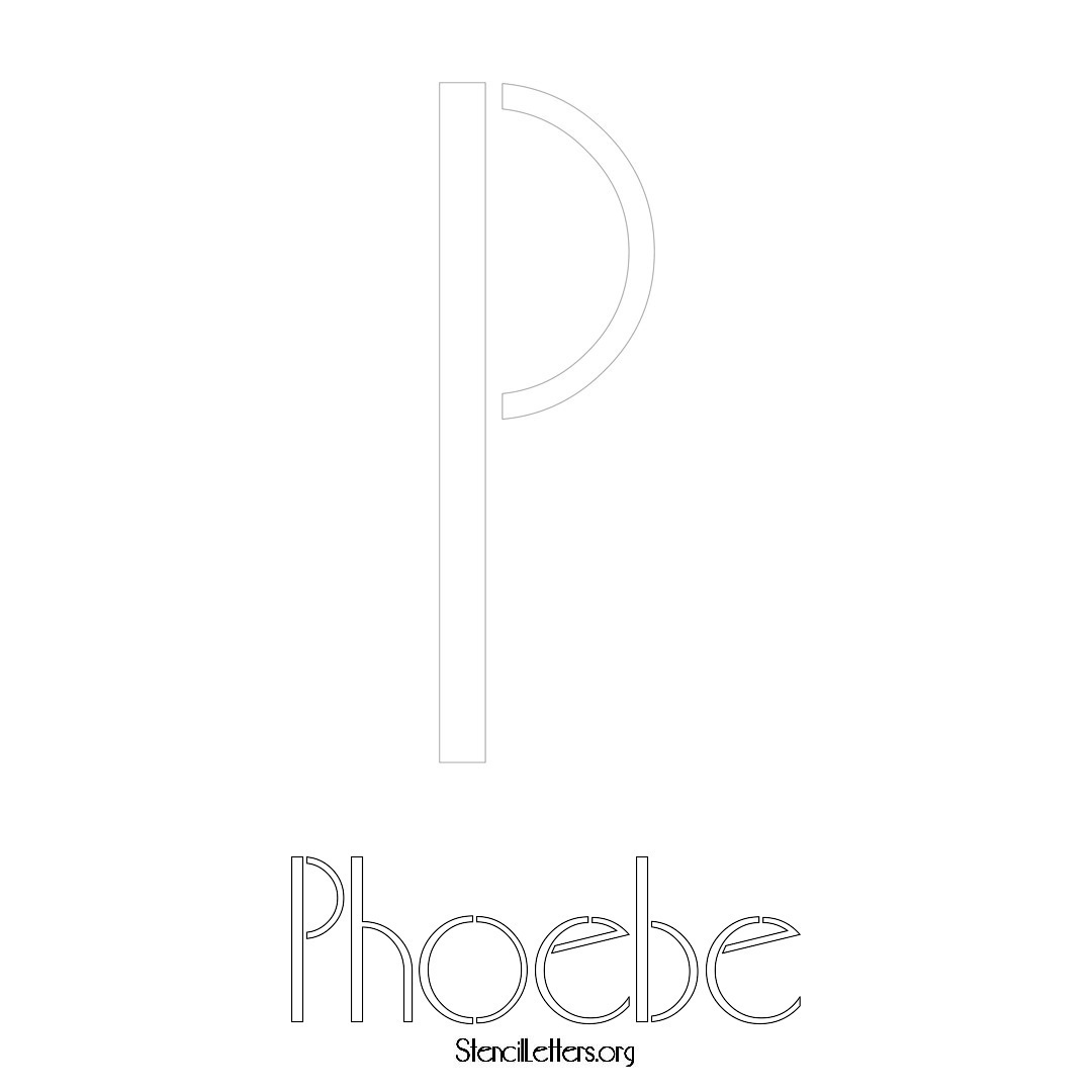 Phoebe printable name initial stencil in Art Deco Lettering