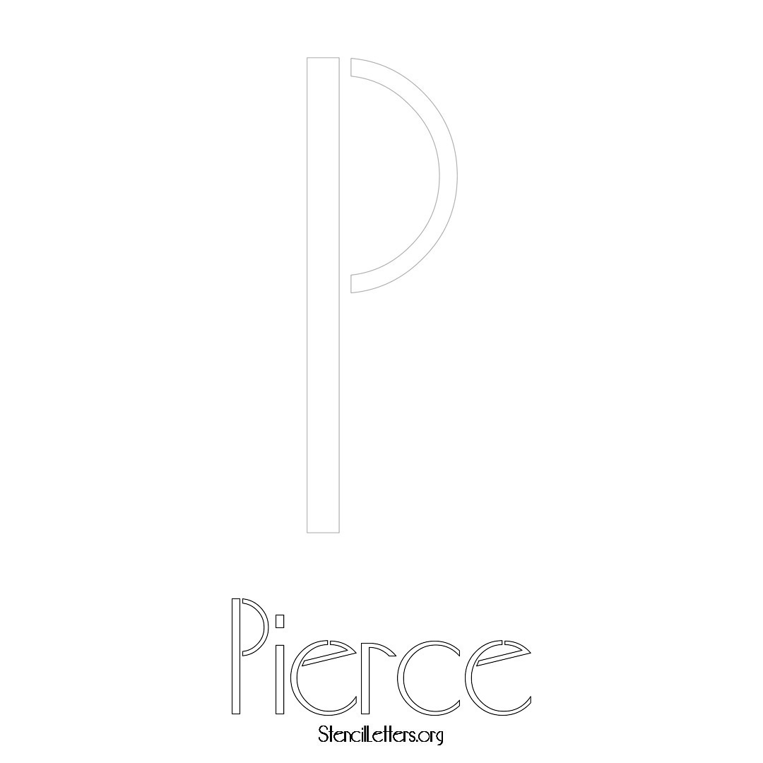 Pierce printable name initial stencil in Art Deco Lettering