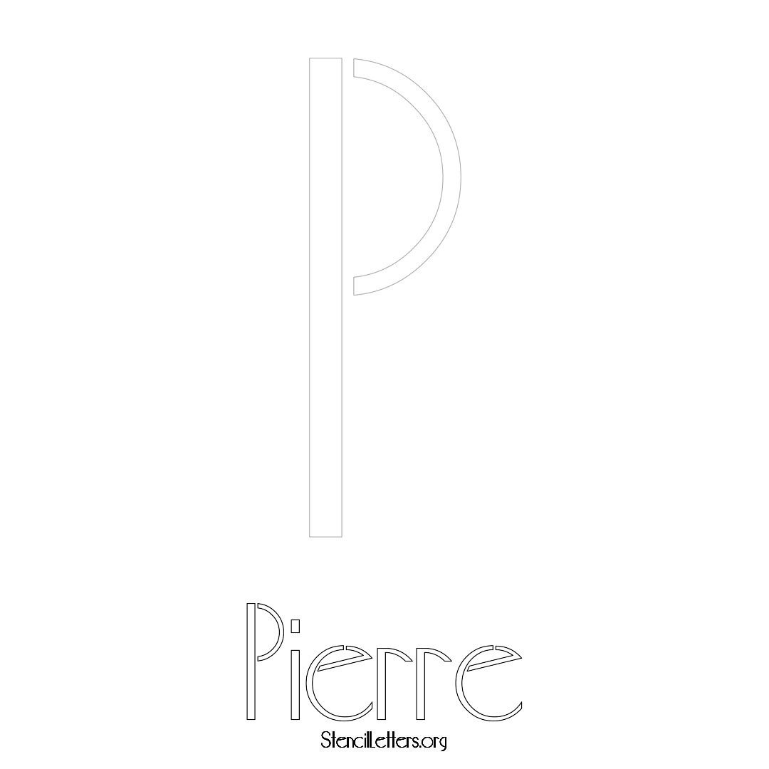 Pierre printable name initial stencil in Art Deco Lettering