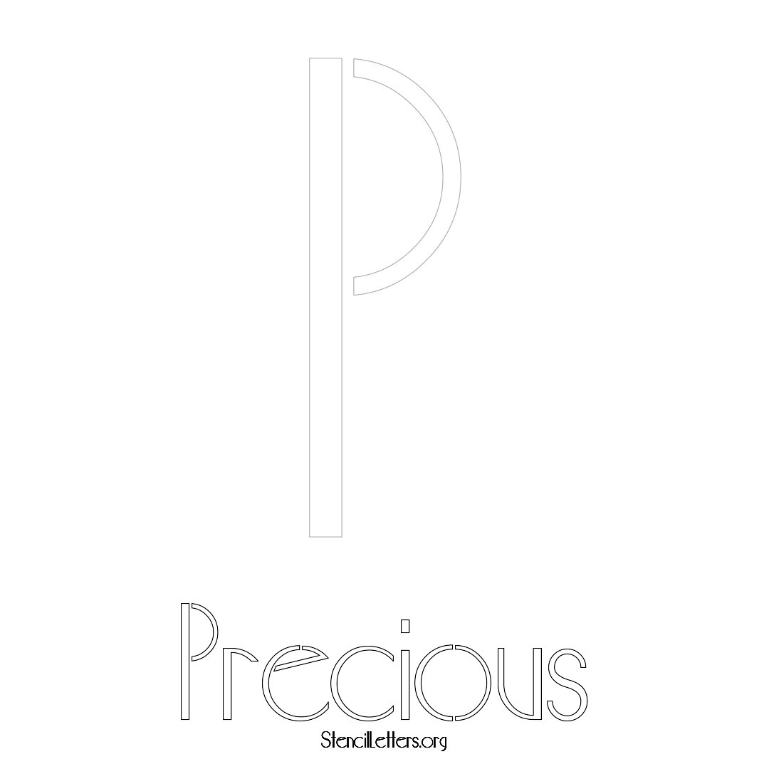 Precious printable name initial stencil in Art Deco Lettering