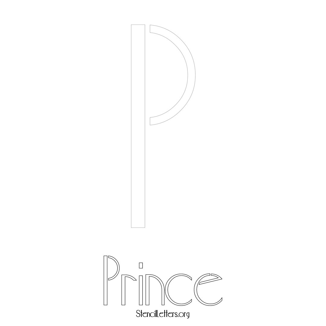 Prince printable name initial stencil in Art Deco Lettering