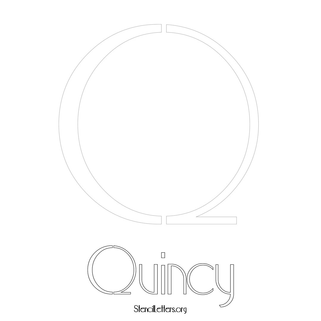 Quincy printable name initial stencil in Art Deco Lettering