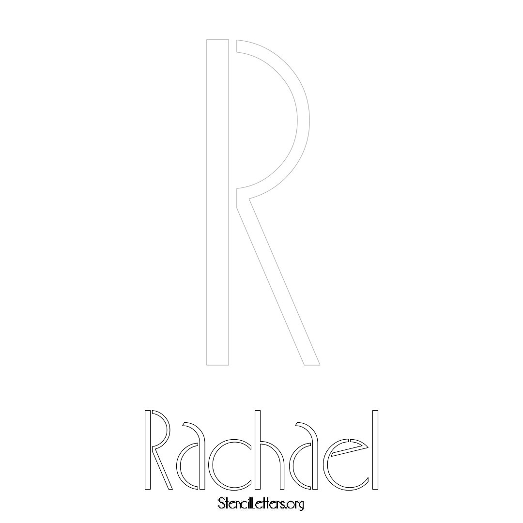 Rachael printable name initial stencil in Art Deco Lettering