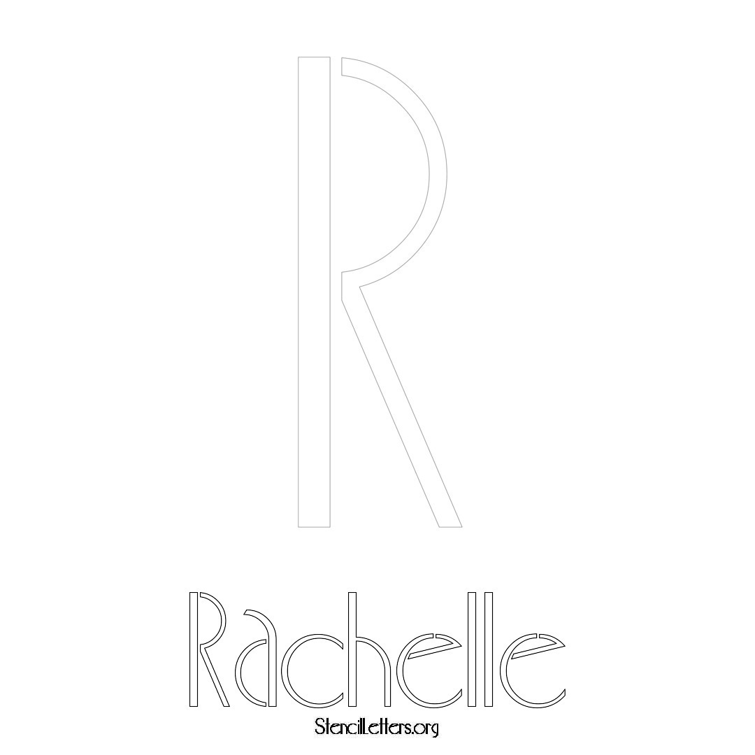 Rachelle printable name initial stencil in Art Deco Lettering