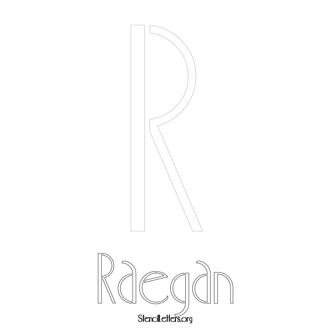 Raegan printable name initial stencil in Art Deco Lettering