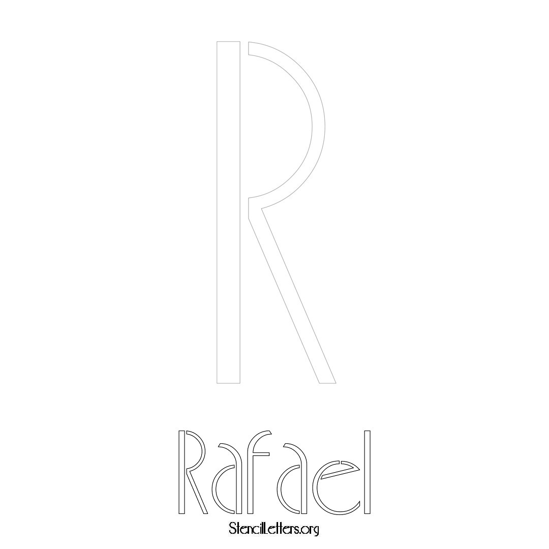 Rafael printable name initial stencil in Art Deco Lettering