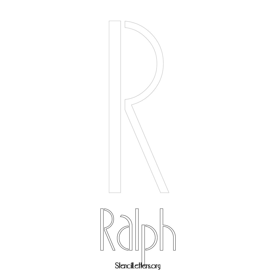 Ralph printable name initial stencil in Art Deco Lettering