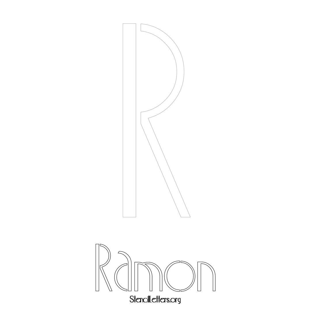 Ramon printable name initial stencil in Art Deco Lettering