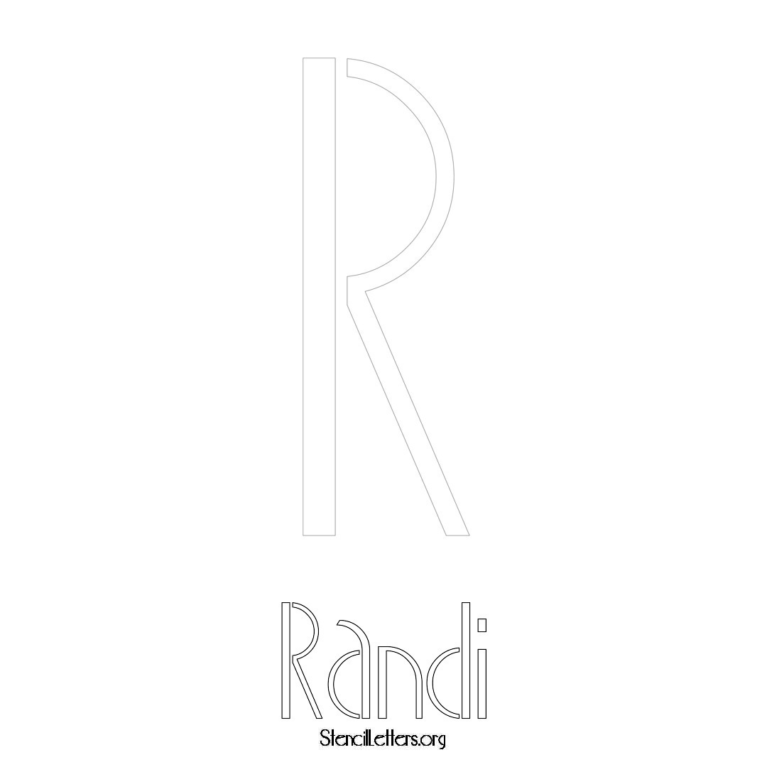 Randi printable name initial stencil in Art Deco Lettering