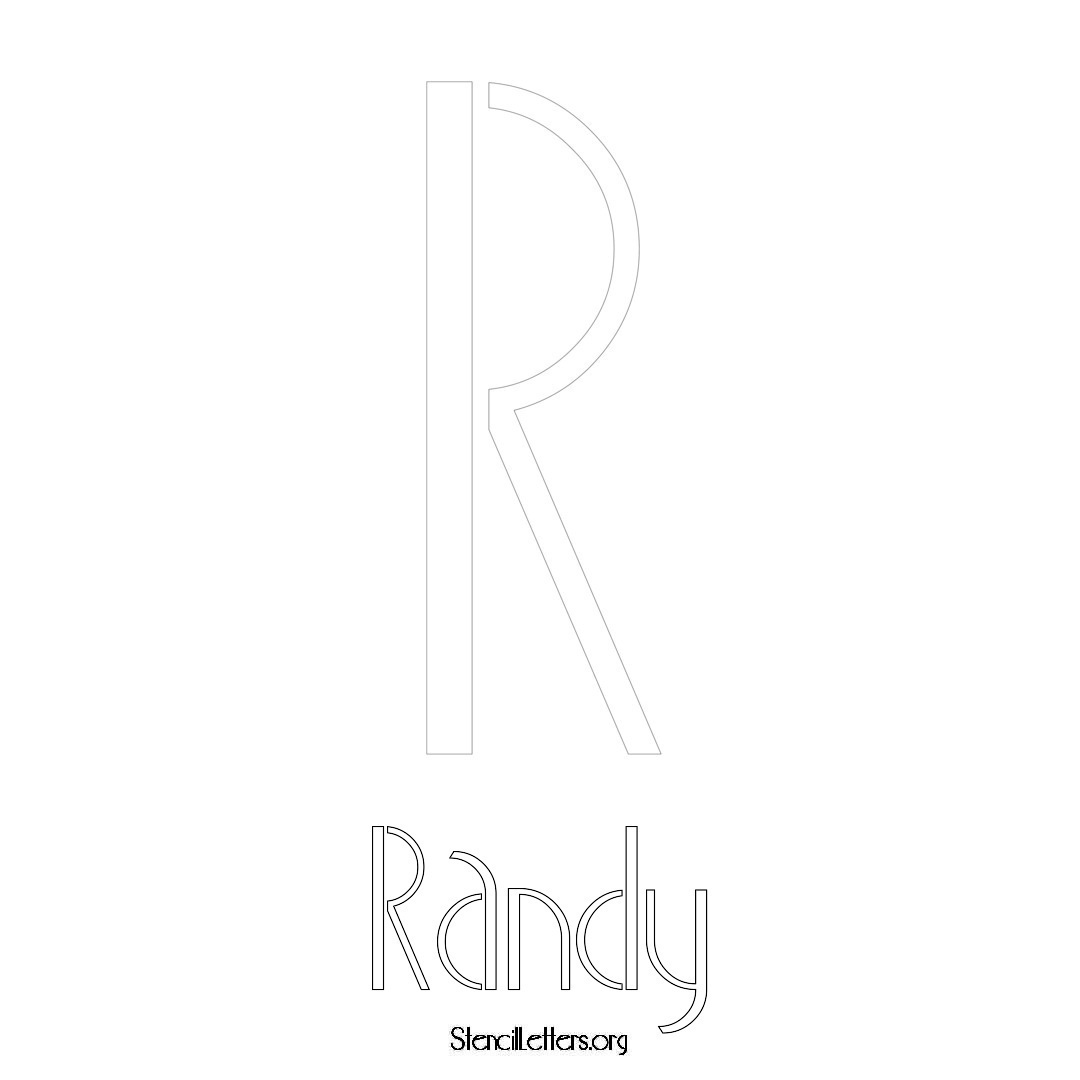 Randy printable name initial stencil in Art Deco Lettering