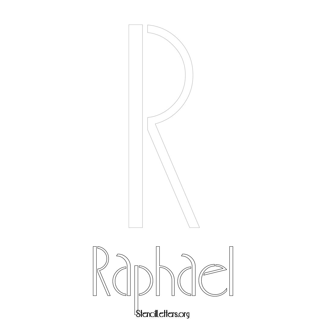 Raphael printable name initial stencil in Art Deco Lettering