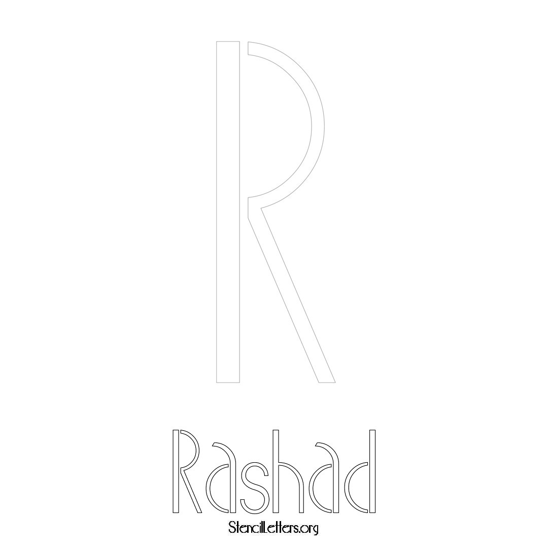 Rashad printable name initial stencil in Art Deco Lettering