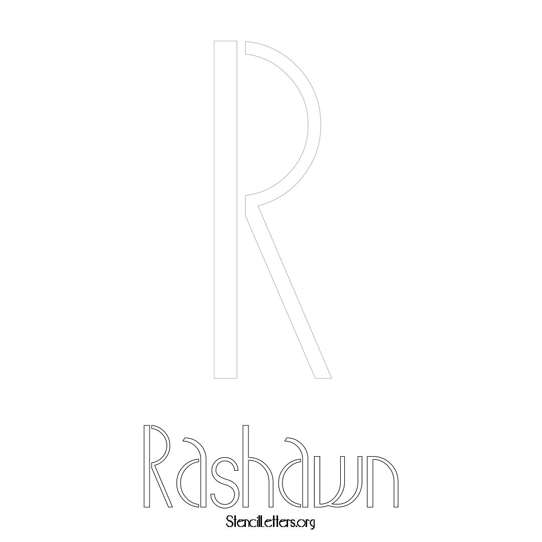 Rashawn printable name initial stencil in Art Deco Lettering
