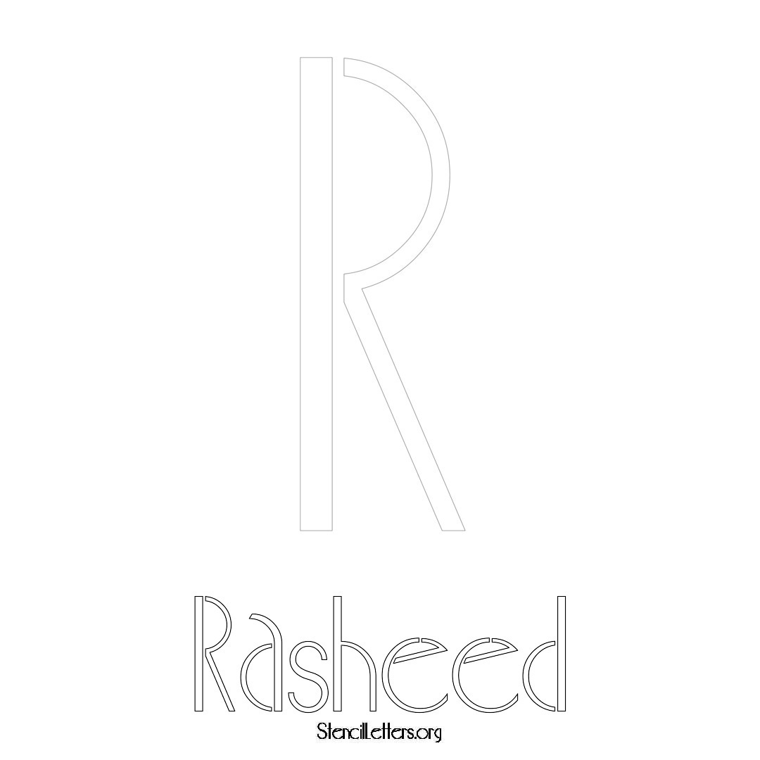 Rasheed printable name initial stencil in Art Deco Lettering